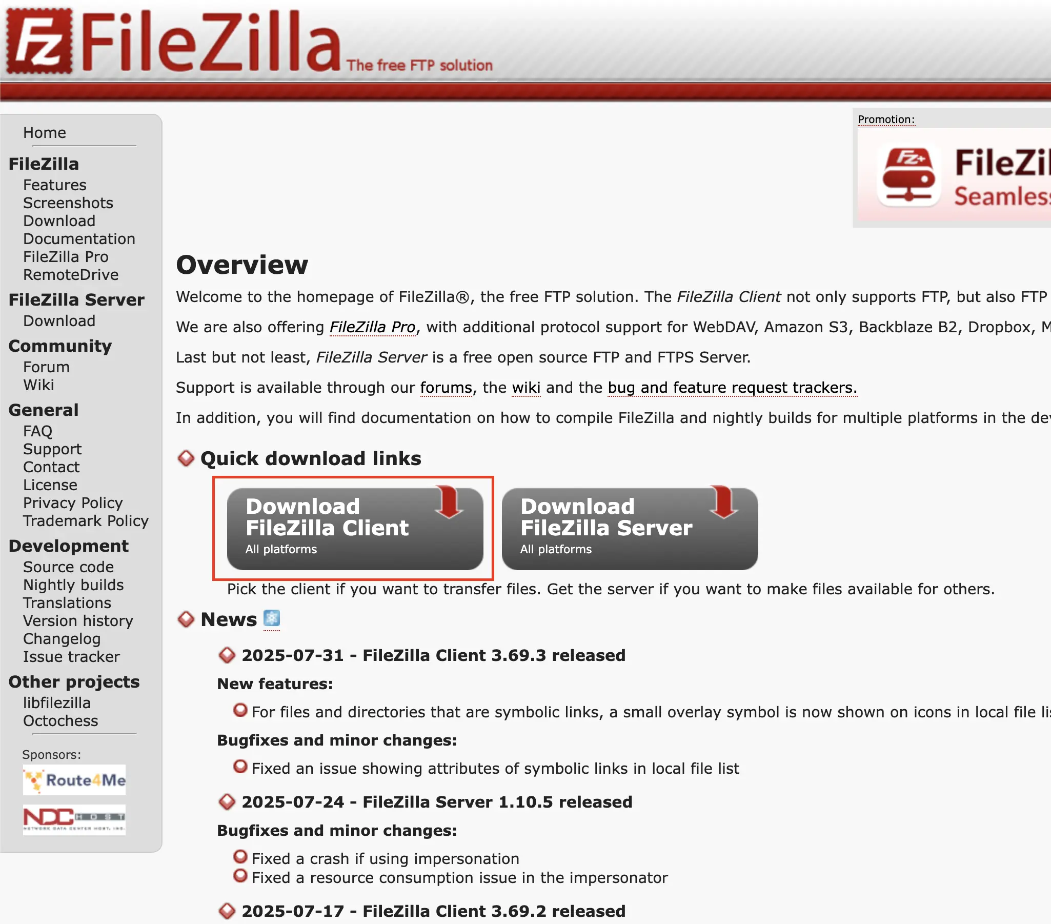 FileZilla 설치